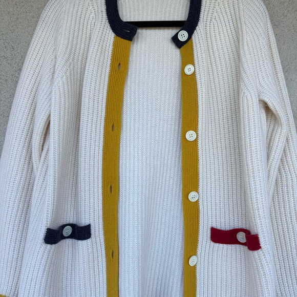 Alex Mill Cream Cardigan with Navy, Mustard & Red Trim - NWOT - Picture 8 of 8